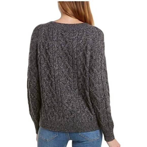 Vince Cable Knit chunky Sweater S Gray blue Merino Cashmere Blend fisherman - Picture 2 of 11
